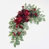 Decorative Flowers Wreaths 2pcs Wine Red Artificial Wedding Backdrop Decor Welcome Card Sign Corner Floral Props Arrange Arch Fl3154958