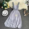 Kobiety Sexy Summer Sukienki Vestidos Beach Bez Rękawów Spaghetti Pasek Boho Vintage Sukienka Damska Koronka Patchwork Długa Szata 210525