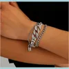 Pulseira de metal de bloqueio de estilo punk para mulheres femininas femininas link de cor prata vintage jóias de moda vjdqf 9fdwh