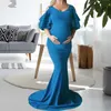 Maternity Klänningar för Po Shoot Long Maxi Gown Evening Graviditet Poggrafi Sprängs gravid Kvinnor Baby Shower 210922