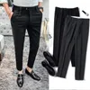 Fashion Embroidery Business Dress Pants Men Formal Office Social Suit Pants Casual Slim Fit Nightclub Party Streetwear Trousers 210527