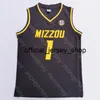 2020 Ny Missouri Tigers College Basketball Jersey NCAA 1 Xavier Pinson Svart All Sömnad och Broderi Män Ungdomsstorlek