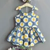 LOVE DDMM Ragazze Imposta Abbigliamento per bambini Cartoon Sun Flower Sling Top + Gonne Abiti per ragazza Cute Kids Costumes 210715