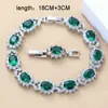 925 Colar de prata esterlina brincos de jóias para mulheres acessórios de moda verde zircão encanto bracelete e anel sets