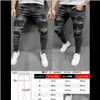 Herenkleding kleding drop levering 2021 mannen gescheurde skinny jeans hoge kwaliteit zwarte patchwork biker potlood locomotief denim broek straten hip