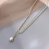 Collana di perle a doppio strato per le donne Collane con dichiarazione di matrimonio color oro per fidanzamento Gioielli di moda coreani