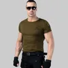 Męska armia t shirt lato wojskowy bawełna t-shirt ciało rzeźby z krótkim rękawem wysokiej elastyczności stretch Slim Fit Male Tshirt 210714