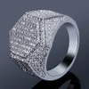 Hip Hop Cube Diamond Ring Kupfer Gold Silber Farbe vereisere Micro Pave Cubic Zircon Ring für Männer Frauen Schmuckringe6304360