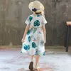 Baby Girls Dress V-Neck Banana Leaf Kids Klänningar Tonåringar Sommar Boho Frocks Kids Vestido för Beach Bomull Barnkläder Q0716