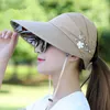 Chapeaux à large bord SimpleWomen Summer Sun Pearl Packable Visor Hat Avec Big Heads Girls Beach Protection UV Femme CapWide Davi22