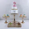 皿6ピースの金色の金属の丸いケーキスタンド結婚式の誕生日パーティーデザートカップケーキペデスタルディスプレイプレート家の装飾