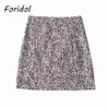 Side Slit Bodycon A-like Skirts Womens Leopard Print Fashion Short Mini Skirt Casual Summer Print Cara Skirts Bottons 210415