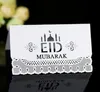 Eid Mubarak Party Seat Card 100pcs / Lot Ramadan Paper Table Invitation Hollow Out Place Cards Muslim Islamic Festival Decor
