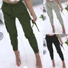Kvinnors byxor Capris Women High-Waisted Casual Trouse Matching Color Spliced ​​Long Harem Skinny Fashion Pocket Zip Decoration Byxor