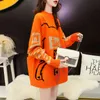 Muter Sueters Women Long Sweater and Pullovers Cartoon Bear Pattern Knitted Pull Jumpers Winter Cute Tops 210430