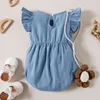 夏3ピースの赤ちゃん女の子3~24mの半袖100％コットンセット服のためのエレガントなソリッドドレス210528