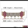 Grillz, Dental Grills Body Jewelry Drop Delivery 2021 Hip Hop Hipsters Diamond Dientes 8 dents Micro-incrusté Zircon Une rangée Dents inférieures Gri