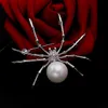 S925 agulha de prata moda jóias requintado aranha preta zircão charming broche presente