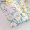 Summer Women Flowers Print Midi Skirt Vintage Buttons Decorate Back Zipper Ladies Chic Mid Calf Skirts 3H248 210416