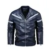 Мужская осень и зимнее пальто кожаная куртка мотоцикл стиль мужские повседневные куртки для мужчин теплый пальто Отражающие L-3XL 210923