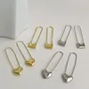 Hoepel Huggie 2021 Mode Metalen Vierkante Hartvormige Veiligheidsspeld Oorbellen Minimalistische Verklaring Hoops Voor Vrouwen Eenvoudige Sieraden3080