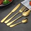 Wedding Gold Flatware Stainless Steel Cutlery Set 4 Pieces Dinnerware Set Dishwasher Safe