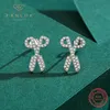 Stud Yanlok Authentic 925 Boucles d'oreilles en argent sterling en argent sterling pour les femmes Bijoux hypoallergéniques en zircon clair et clair 2524