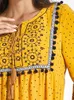 Siskakia Indie Folk Embroidery Maxi Dress For Women Fall 2021 Yellow Dot Pompom Loose Casual Arabic Dubai Turkey Muslim Clothes Dresses