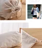 선물 랩 파우치 Drawstring 가방 코튼 재사용 여행 파우치 야채 저장 배낭 토트 포장 가방 화면 인쇄 기계 빨 수일 수 있습니다