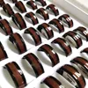 25pcs Silber Schwarz Retro Wood Edelstahl Bandringe Männer Frauen Mode Finger Ringe Ganz Edelstahl Schmuck Lots2941313