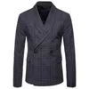 Herenpakken Blazers Mode Plaid Back Slit Double Breasted Casual Suit Jacket Slim-Fit Simple Kleding