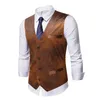 Coletes masculinos homens terno colete v pescoço camurça couro artificial single-breasted magro ajuste para homens sem mangas formal casual cintura212e