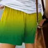 Kobiety damskie letnie kobiety kieszenie gradientowy kolor wysoki talia luźne krótkie spodnie do codziennego życia ubrania ulica noszenie zielone xxl