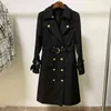 HIGH STREET Fall Winter Designer Trench Women's Double Breasted Lion Buttons Belted OverCoat 210521
