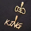 HipHop Custom Name Soild Brush Font Buchstaben Anhänger Halskette mit kostenloser 24-Zoll-Seilkette Gold Silber Bling Zirkonia Herrenschmuck