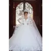 Lange mouwen Saidmhamad Lace Applique Crystals Ball Jurk Trouwjurken Kapel Trein Verbazingwekkende nieuwe bruidsjurken S