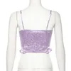 Mode Chic Purple Strap Top Sexig Off The Shoulder Crop Tops Mujer Backless Ruffle Bustier Camis Women Streetwear 210514