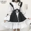 Sweet Black and White Lolita Jurk Dames Meid Kostuum Gothic Party Flare Sleeve Es Japanese Style Vestido 13646 210508