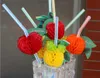 Funny 50Pcs a Lot Party Use Plastic Straws, Fruit Design Plastic Drinking Straws, Creative Plastic Party Straws SN523