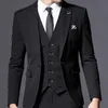 3 piece Black Slim fit Men Suits for Boyfriend with Peaked Lapel Wedding Tuxedo Smart Casual Man Fashion Jacket Vest Pants 2020 X0909