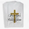 Geschenkwikkel Custom First Communion Favor tassen - gepersonaliseerde doop of religieuze partij zwarte en gouden papiertraktatie