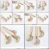 Pendant Necklaces & Pendants Jewelry Wt-N541 Half Moon For Women Natural Druzy At Gate With Gold Eletroplated Crescent Necklace Fashion 2103