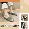 Pantoufles Mode Femmes Chaussures En Plein Air D'été Couleurs Solides Maille Tricoté Extensible Bout Ouvert Talons Épais Sandales Zapatos De Mujer # g3