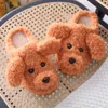 LifeLike 3D Teddy Dog Kvinnor Plush Tofflor Vinter Varm Soft Sole Skor Män Par Par Lamar Inomhus Sovrummet Slip på päls Slides Y0406