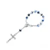 Katolicka bransoletka różaniec niebieskie różowe koraliki chrystus krzyż jezus dziewica bransoletka