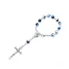 Catholic Rosary Bracelet Blue Pink Beads Christ Cross Jesus Virgin Bracelet