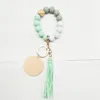 Cross-border Food Grade Silicone Bead Bracelet Tassel Blank Disc Keychain Female Multicolor Optional