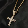 Collier avec pendentif croix en diamant et Zircon pour hommes, nouveau Design, plaqué or et argent, bijoux Hip Hop, cadeau