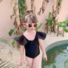 Tek Adet Yaz Bebek Kız Prenses Yüzme Takım Kollu Kapaklı Bebek Toddler Çocuk Mayo Bodysuit Çocuk Yüzme Giyim 1-10Y