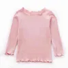 US Warehouse Herfst Baby Meisjes Lange Mouw Solid T-shirt Kinder katoen Tops Tees Casual Blouse